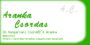 aranka csordas business card